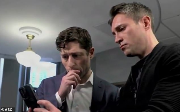 The Democrat shrugged off the footage (pictured) when it was shown to him during an interview with ABC correspondent Whit Johnson, saying it did not change his perspective on the shooting that unfolded Wednesday in Minneapolis