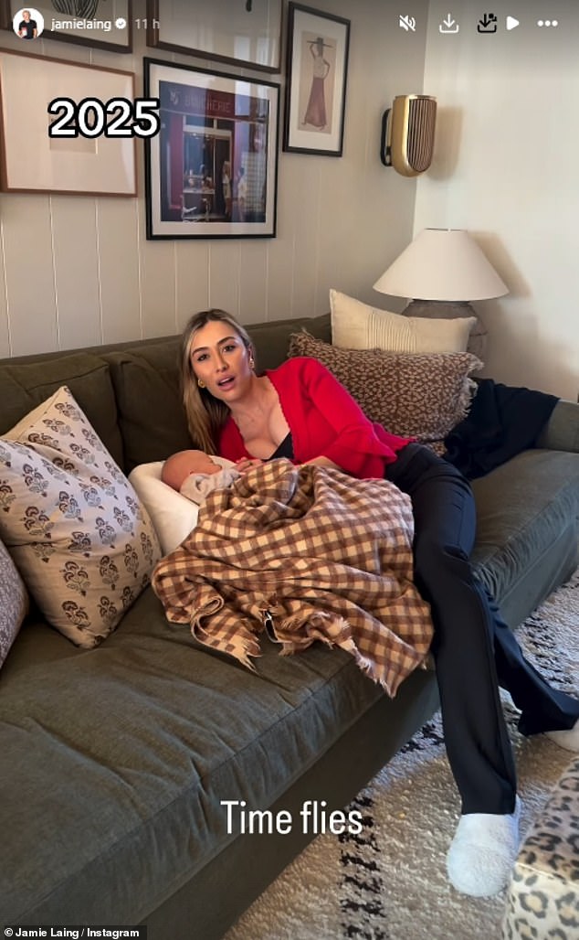 Posting on Instagram, Jamie shared a sweet video including a picture of his wife as a toddler with her birth year, 1996, tagged, before cutting to a clip of Sophie with their new baby