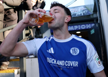 Inside Macclesfield's celebrations after biggest FA Cup win in history as fans invade pitch and owner eyes Ibiza bender