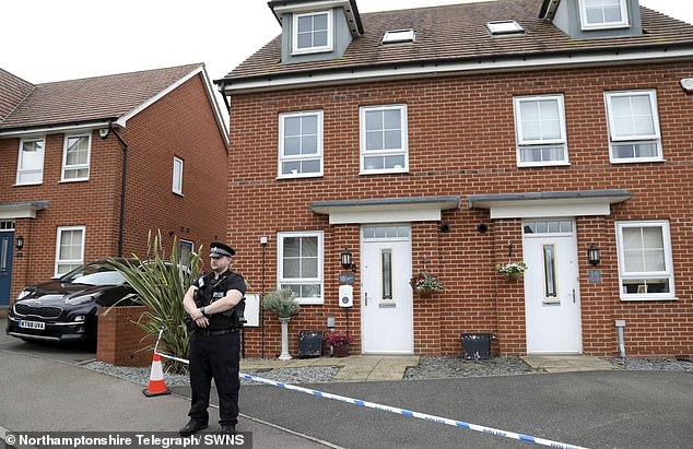 Police outside the house in Donnington Road, Burton Latimer, where Isobella Knight died