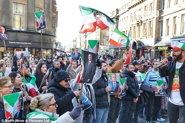 Around 100 people gathered in Newcastle on Saturday afternoon in support of protesters in Iran
