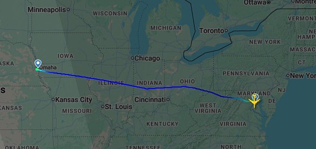 Two days before landing in Los Angeles, flight tracking sites recorded the E-4B departing Omaha, Nebraska and arriving in Washington, DC three hours later