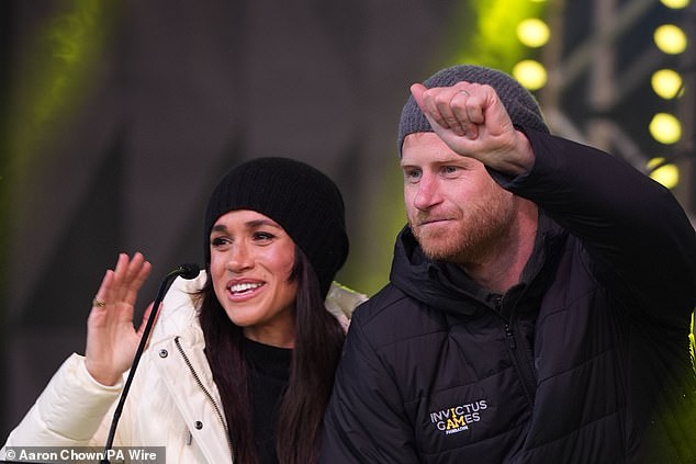 Harry spoke to their favourite US based magazine 'People' to talk about Invictus and the impact it has on people's lives. Pictured: Harry and Meghan on stage at the welcome celebration of the Invictus Games last year