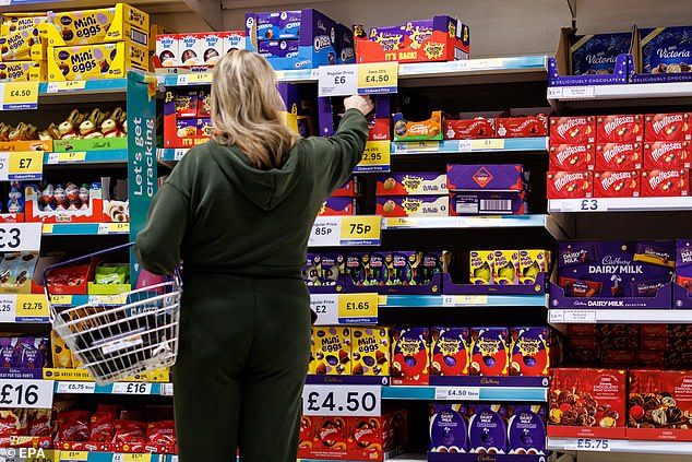 Although supermarket sales in December rose 3.8 per cent to a record £13.8billion, fuelled by food price inflation, the volume of physical items bought declined