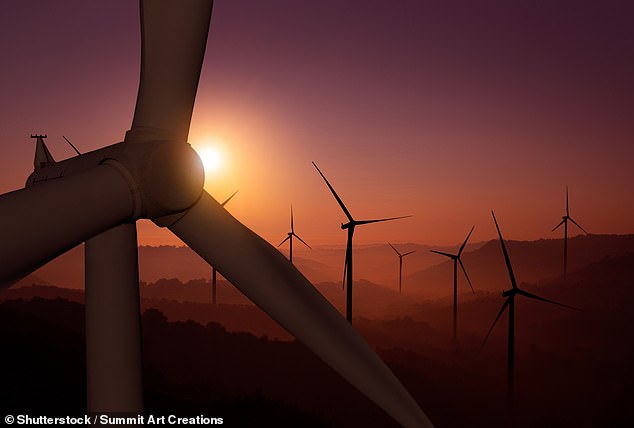 A large windmill farm. NESO estimates that new wind farms and electricity pylons across the country would cost £1 trillion