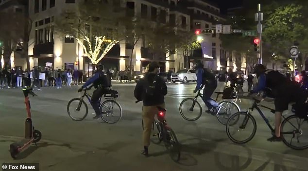 Law enforcement declared the gathering an unlawful assembly as crowds blocked intersections and disrupted downtown traffic