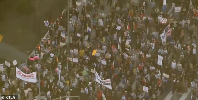 LAPD declared unlawful assemblies during the unrest, signaling a shift from peaceful protest to crowd control actions