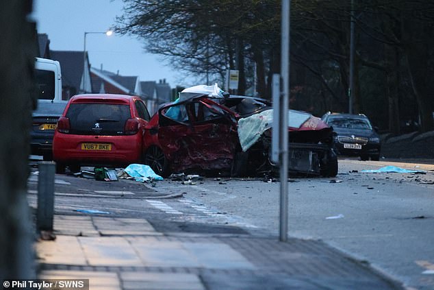 The scene at Wigan Road, Bolton where emergency services have been dealing with a serious road traffic accident