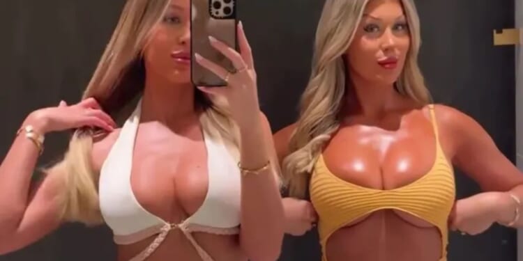 Love Island twins Jess and Eve Gale put on very busty display in daring cut-out dresses for night out