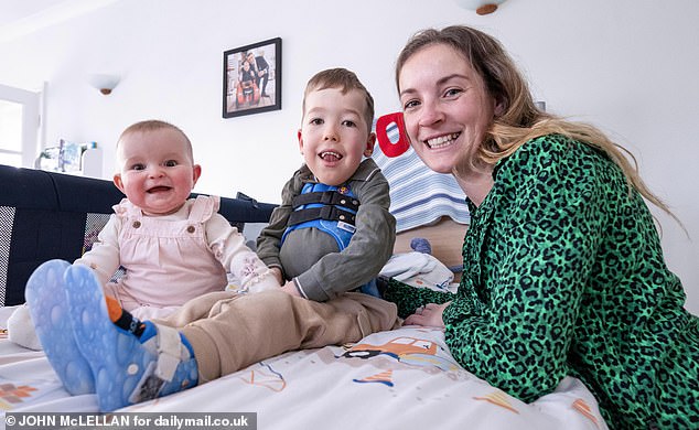 One mother who knows how Jesy is feeling is Amy Williams, 36,  who has a five-year-old son, Ollie who, like Jesy's twins has Type 1 SMA (Ollie pictured centre)