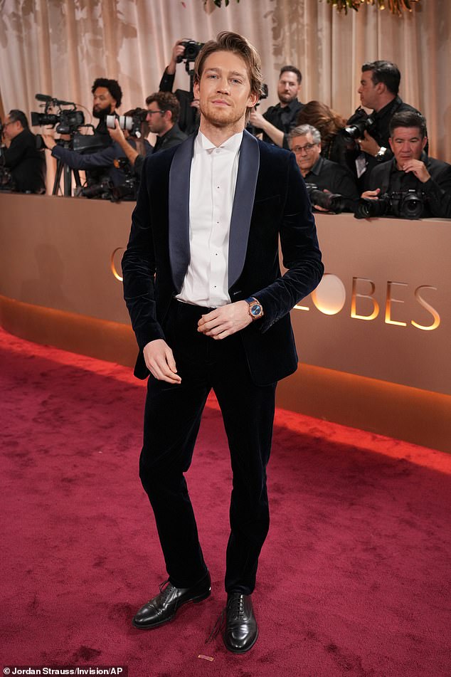 Hamnet actor Joe Alwyn, 34, opted for a navy velvet suit