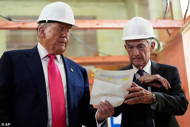 The US Attorney's Office for the District of Columbia is examining whether Powell misled Congressabout the scope and cost of a multibillion-dollar renovation of the Fed's Washington headquarters. The pair are pictured in July touring the Federal Reserve