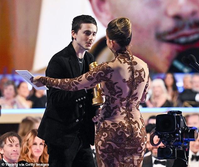 Chalamet later accepted the award for Best Actor in a Motion Picture, Musical or Comedy for his lead performance in Marty Supreme - which had been presented by Lopez