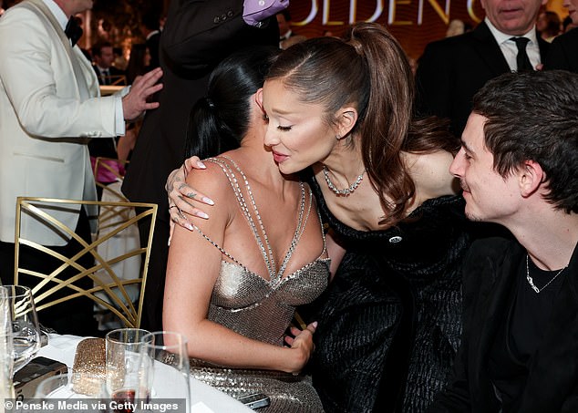 Jenner exchanged a friendly embrace with Ariana Grande who also greeted the couple