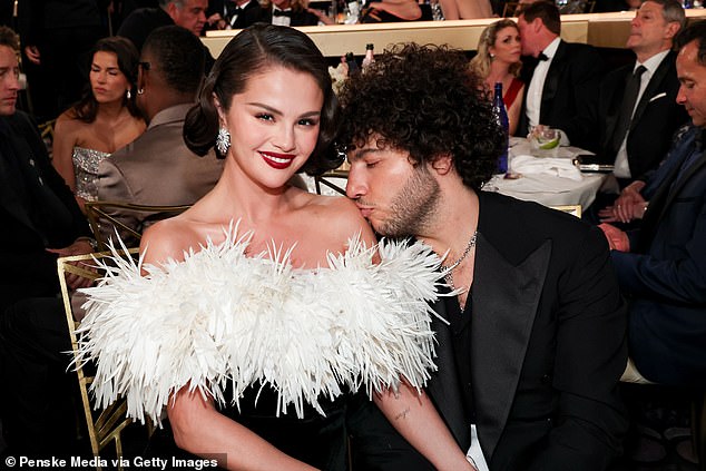 Newlyweds Selena Gomez and Benny Blanco cozied up together inside the venue - and at one point, the record producer laid a sweet kiss on her shoulder