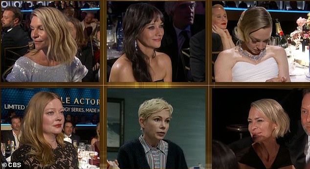 Seyfried subsequently dropped her head as if in disappointment when Dying for Sex star Michelle Williams ¿ who didn't attend ¿ defeated her for Best Performance by a Female Actor in a Limited Series, Anthology Series