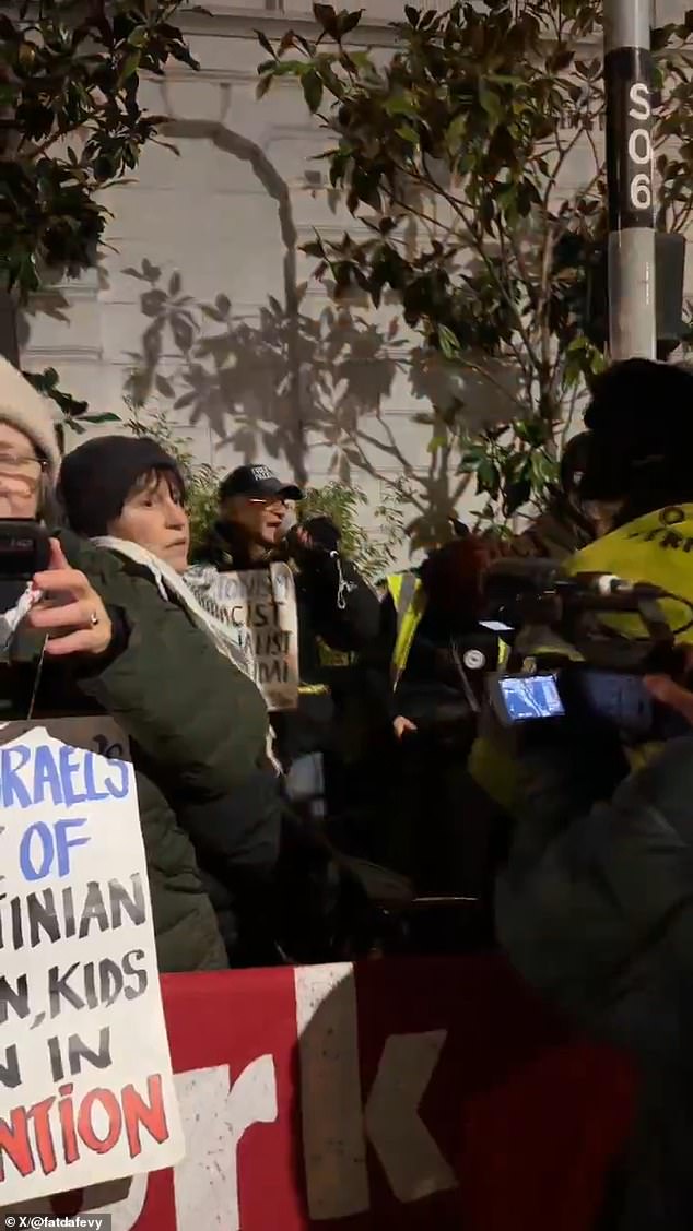 A group claiming to be the International Jewish Anti-Zionist Network, protested outside the restaurant