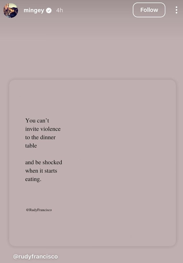 As well as commenting that he was 'hateful' under a social media post about his death, the actress went on to reshare a meme that alluded Kirk's death had been expected