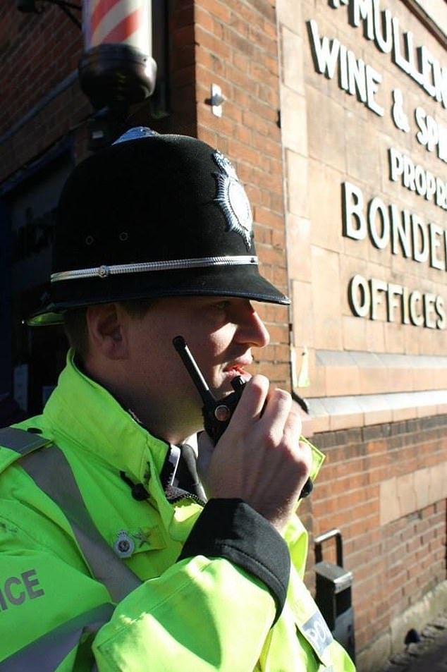 The former police officer (pictured) was detained in Luton Airport under the Terrorism Act