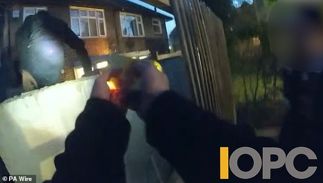 Bodycam footage shows the moment PC Liam Newman fires his Taser at Leonard Sandiford
