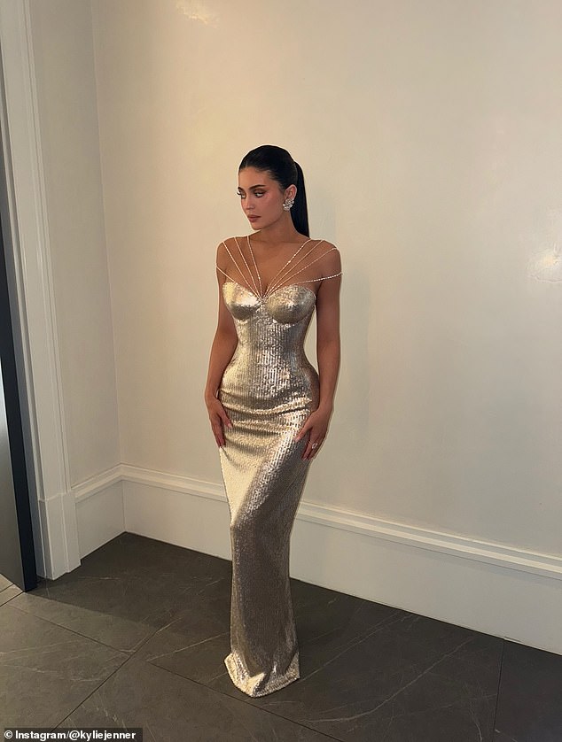 Kylie Jenner dazzles in Ashi Studio’s sequinned gown