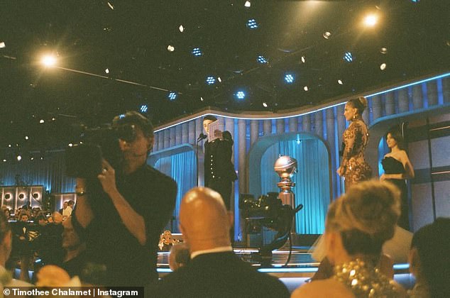 He also posted an image of himself during his acceptance speech, during which he told Jenner he 'loved' her