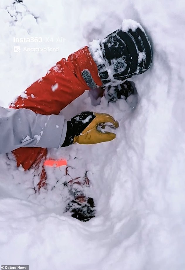 The skier was pulled out safely and was found to be uninjured. Matteo later posted the video online, where viewers were quick to praise his heroic actions