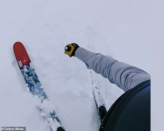 Matteo said: 'We were skiing in Engelberg on a powder day. It was snowing and we received around 40 to 50 centimetres of fresh powder'