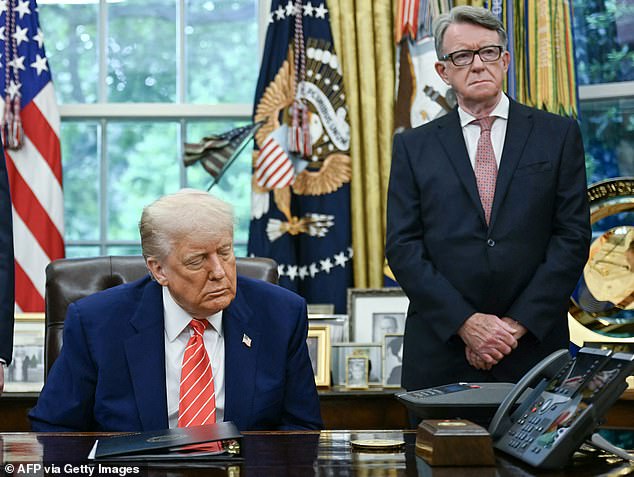 Mandelson in the Oval Office with President Donald Trump as British ambassador last year