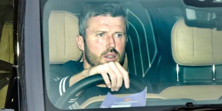 Michael Carrick arrives at Carrington after agreeing to take over as Man Utd's caretaker manager