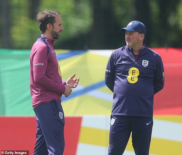 Gareth Southgate is pictured with Steve Holland in 2024 - Holland is the new Man United No 2