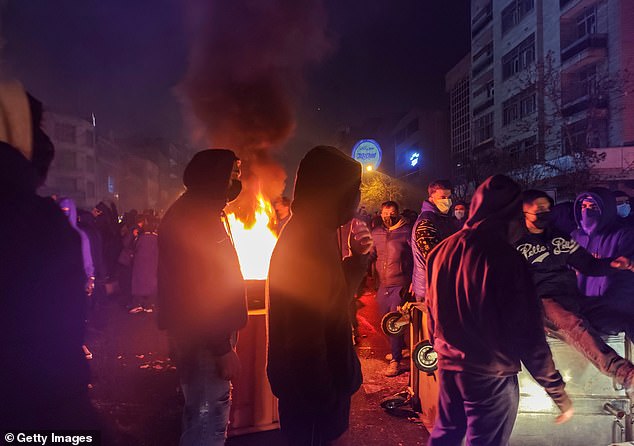 Protesters rally on January 8, 2026 in Tehran, Iran