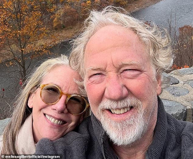 Gilbert and her husband are pictured together in fall of 2025. He has denied allegations he inappropriately touched two child stars on the set of a TV show he was directing