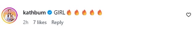 One fan pointed out 'These comments! Aren't we over talking about women's bodies?' whilst comedian Katherine Ryan also had her say, simply writing 'GIRL' with a string of fire emojis