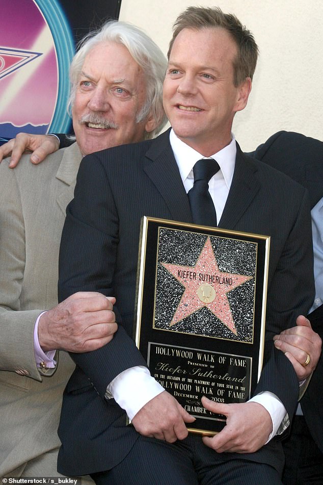 No parties involved in the altercation had injuries requiring medical attention at the scene; Sutherland is pictured with his father, the late acting icon Donald Sutherland, in 2008