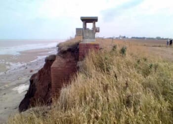 Nuclear bunker teeters on edge of  CLIFF and is 'just a few days' from falling into sea