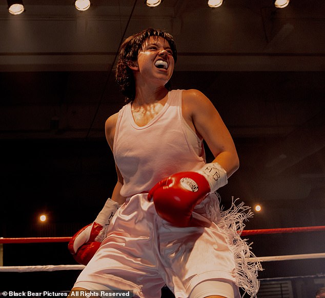 '"And if you don't believe me, there was a movie this year where Sydney Sweeney played a lesbian who just bounced around in tiny shorts for two hours and it made $14,"' Glaser's joke concluded; Sweeney seen in Christy (2025)