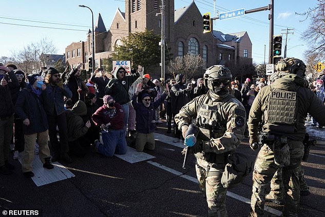 Protesters had gathered in the area amid mass unrest following the death of Renee Nicole Good last week