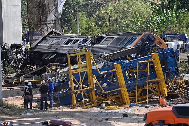 Several of the cars were derailed in the crash at around 9 am local time in the Ban Thanon Khot district of Nakhon Ratchasima