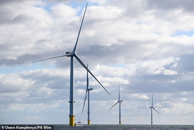 Six new projects located off the coast have been agreed in the latest round of contracts - part of Labour's push for a clean power grid by 2030 (file picture of offshore wind facility)