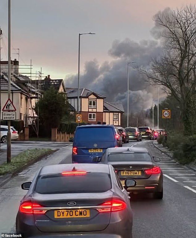 The smoke has been reported as visible from around six miles away from the scene