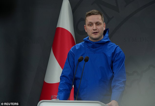 Greenland would choose to remain Danish over a US takeover, its leader said Tuesday, ahead of crunch White House talks on the future of the Arctic island which President Donald Trump has repeatedly threatened. Pictured: Greenlandic Prime Minister Jens-Frederik Nielsen