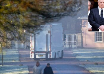 Removal vans arrive at Royal Lodge ahead of shamed Andrew's eviction after renovations to new exile pad revealed