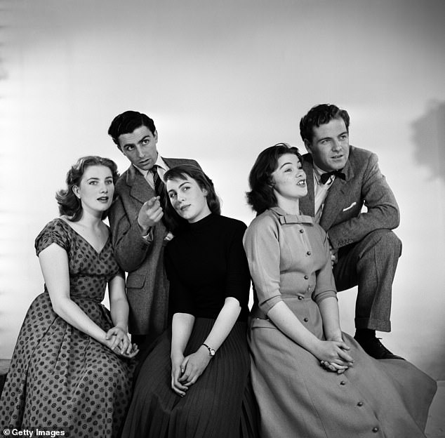 Marian (centre) graduated from RADA drama school in 1956