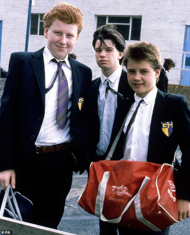 John Alford (right) as Robbie Wright alongside co-stars John Drummond and George Christopher in Grange Hill