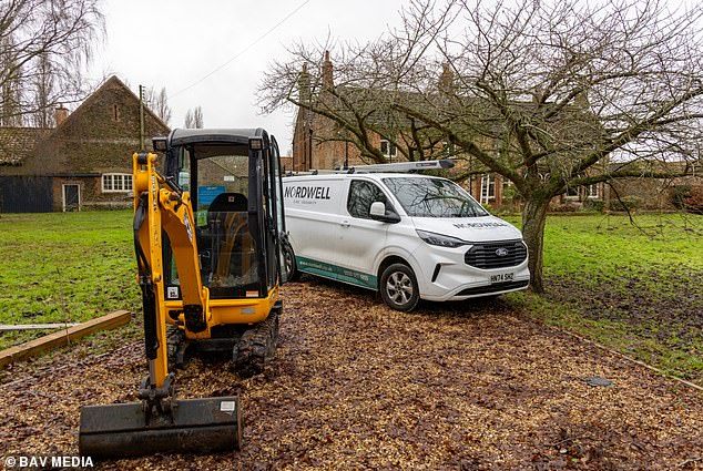 A JCB digger and a van from a local security firm were parked on the driveway this week