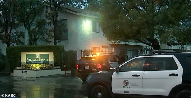 Authorities say Porter Jr was firing his weapon into the air from his Los Angeles apartment complex (pictured) at 10:40pm which led the agent to believe he was an active shooter