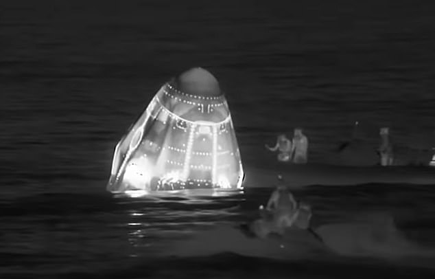 The SpaceX Dragon capsule hit the water at 3:41am, brining the four-person Crew-11 home