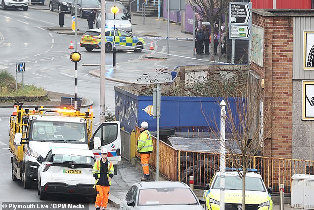 A police cordon was set up in Plymouth after a bomb was found at a building site