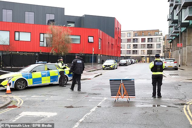 Police set up a cordon in Plymouth after a World War Two bomb was found at a building site